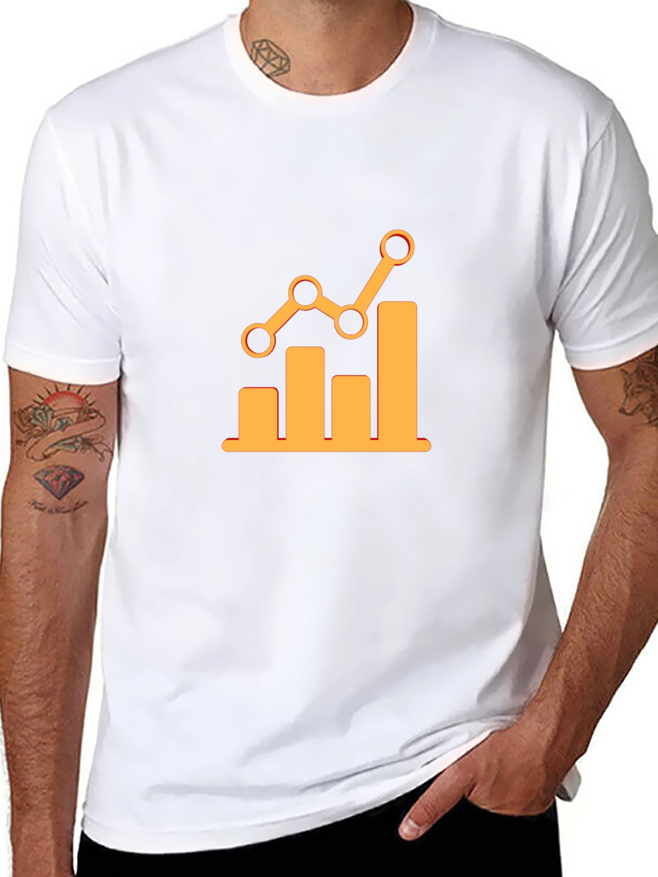 Trendy Black Tee with Growth Chart Graphic
