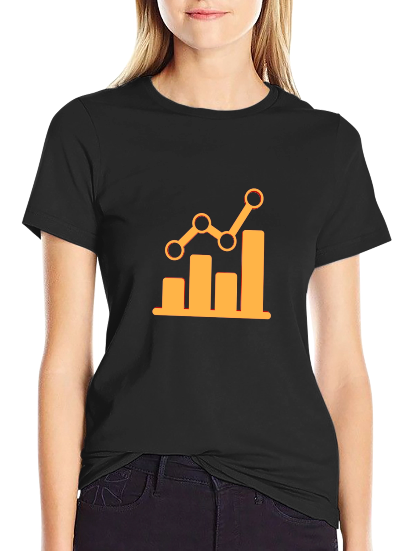 Trendy Black Tee with Growth Chart Graphic
