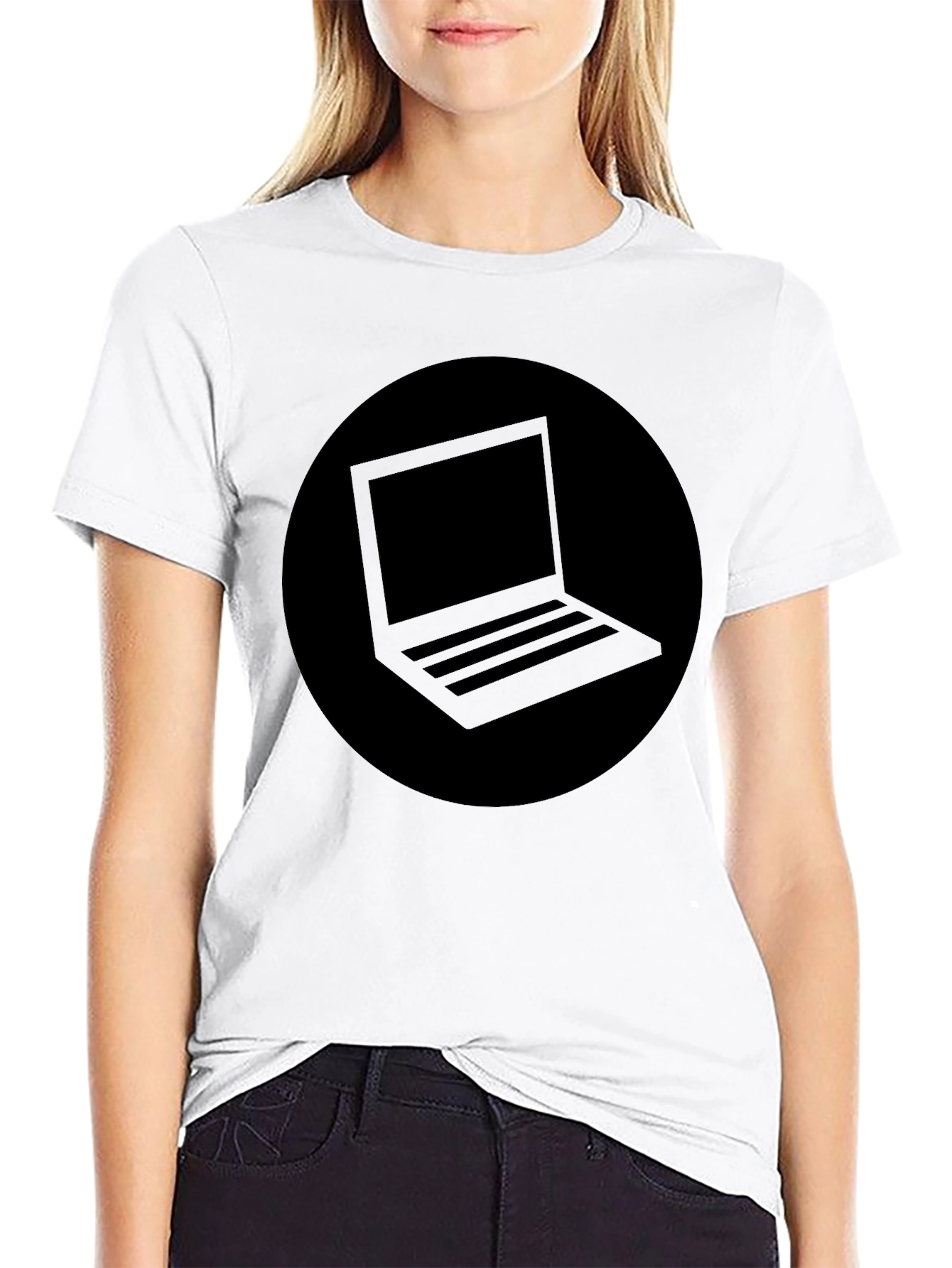 Minimalist Laptop Graphic Black T-Shirt
