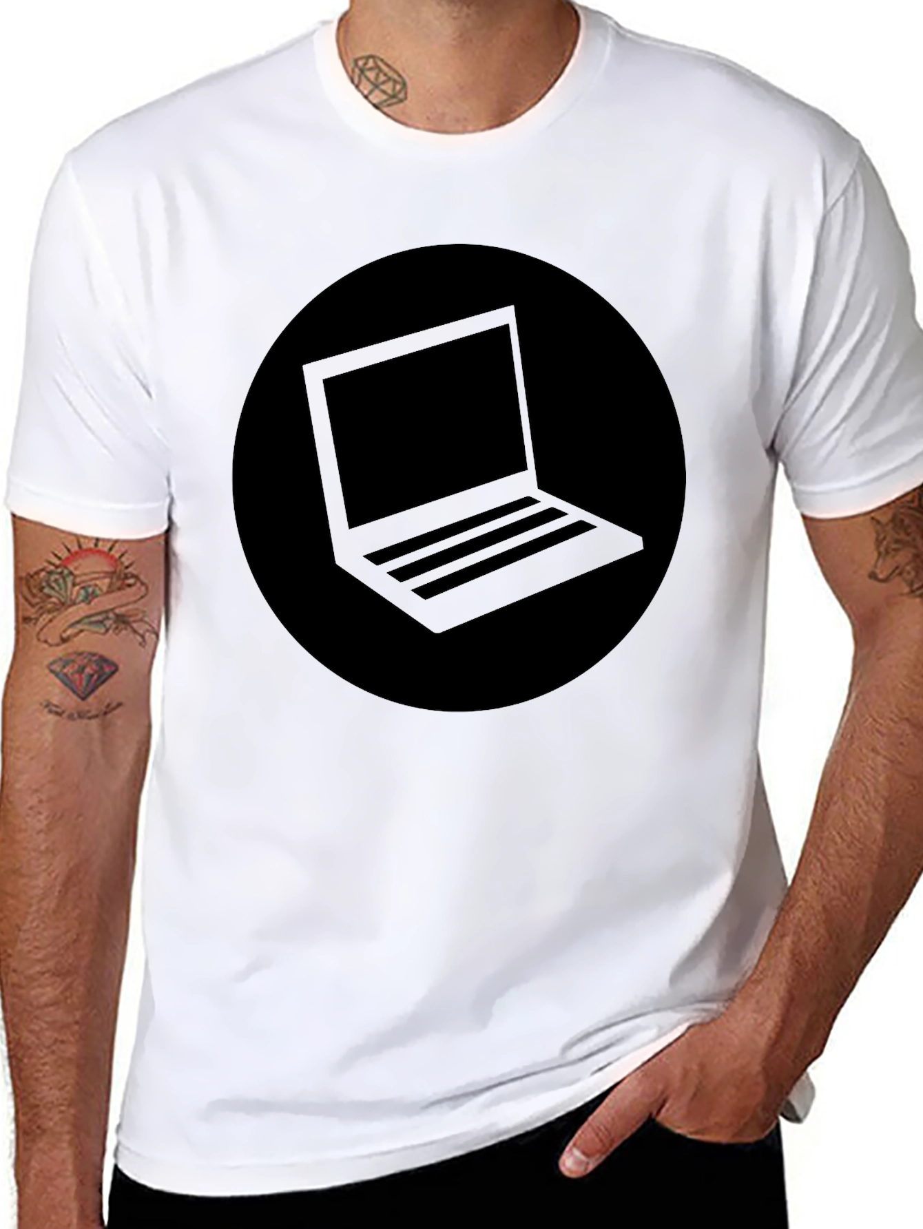 Minimalist Laptop Graphic Black T-Shirt
