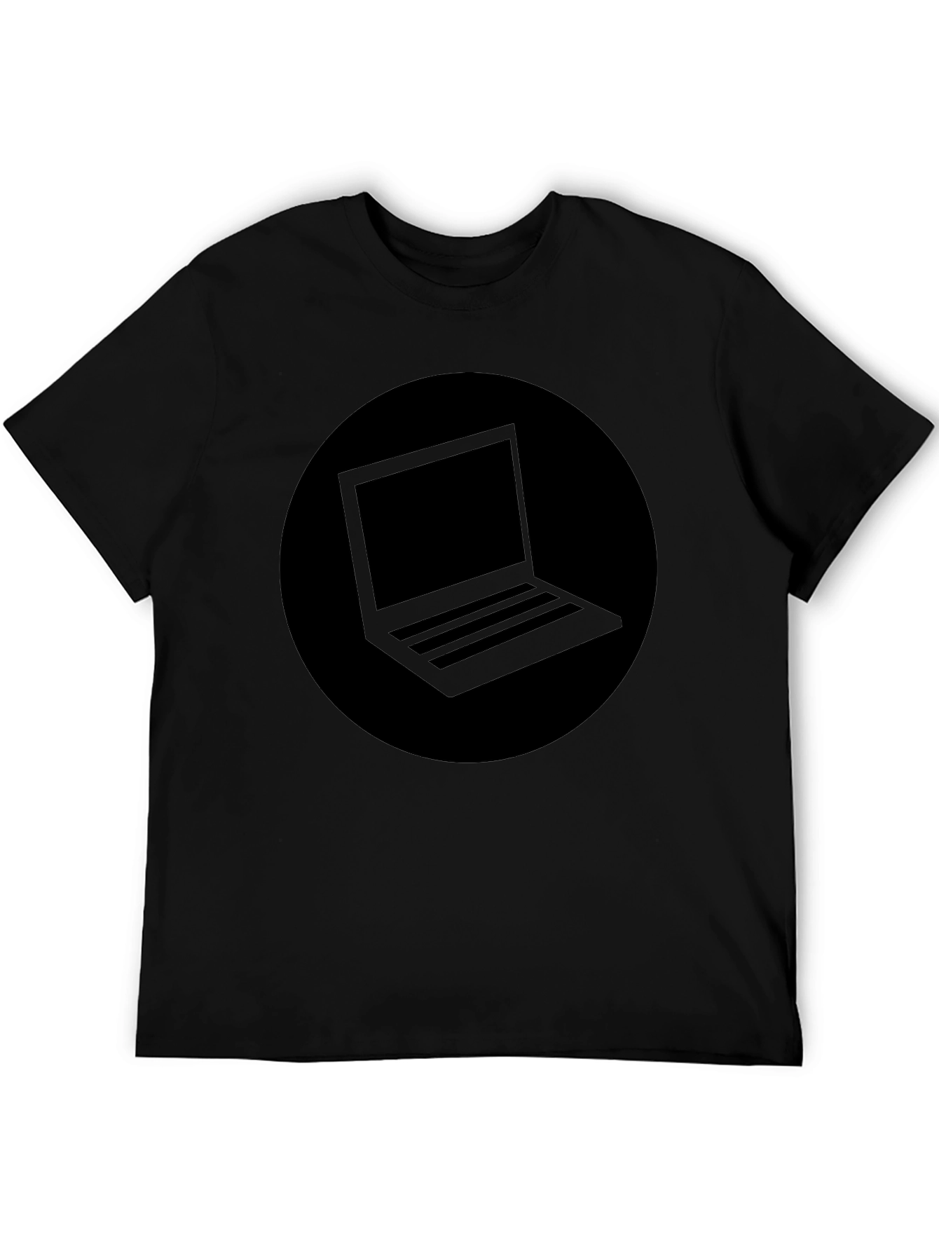 Minimalist Laptop Graphic Black T-Shirt