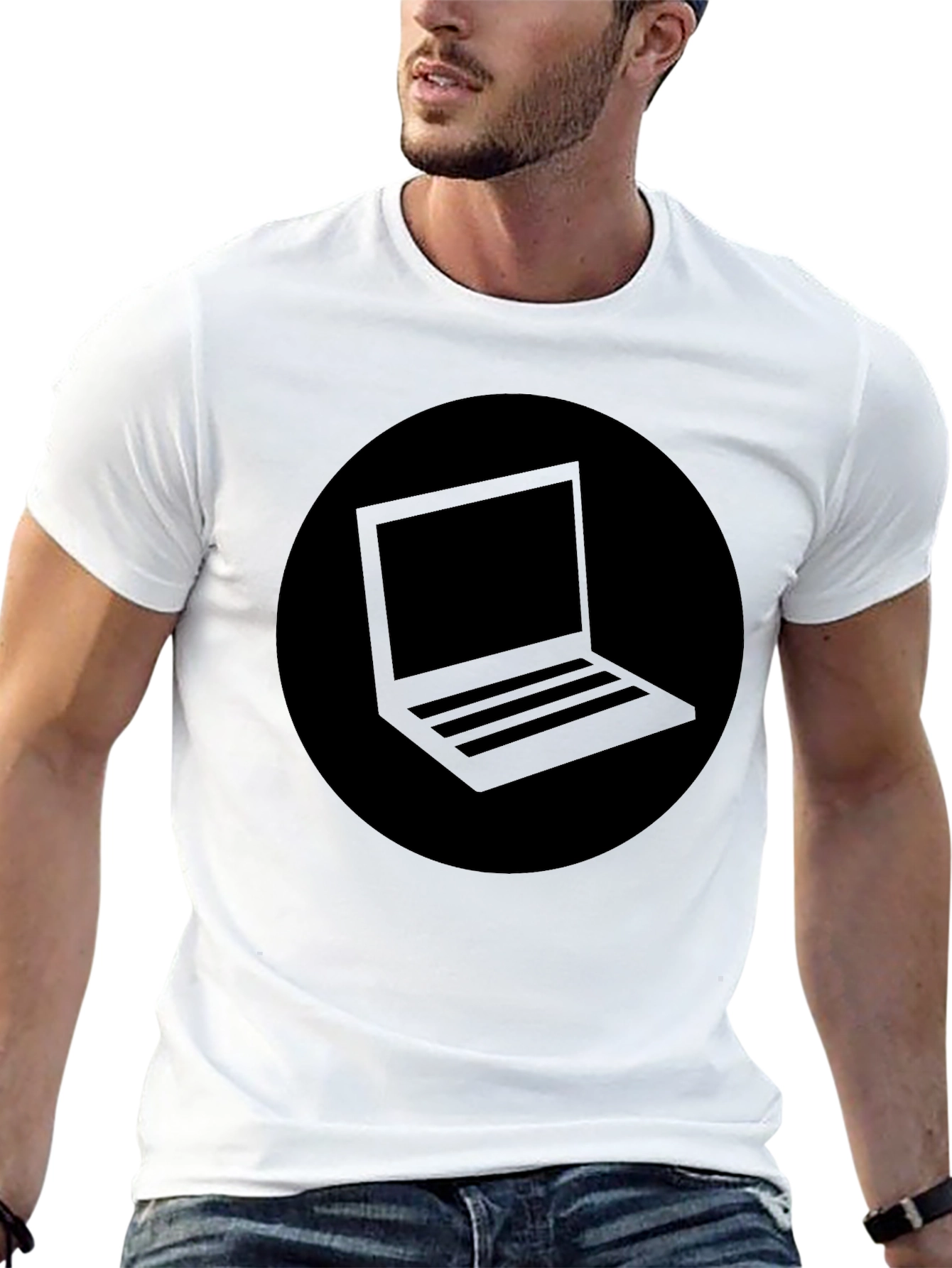 Minimalist Laptop Graphic Black T-Shirt