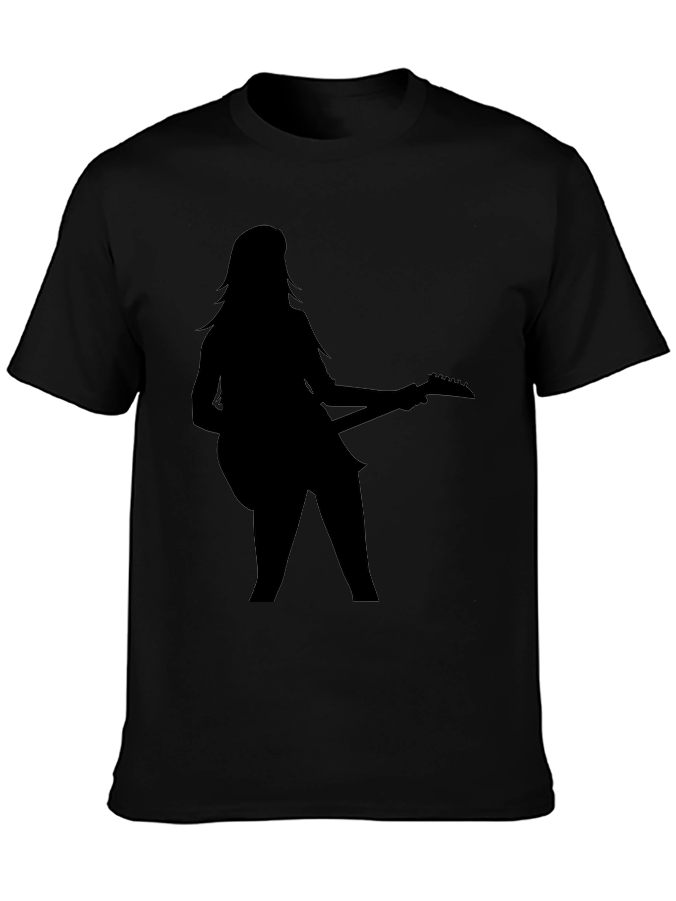 Guitar Girl Graphic Black Tee Shirt
