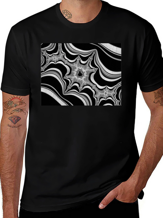 Abstract Fractal Graphic Black T-Shirt