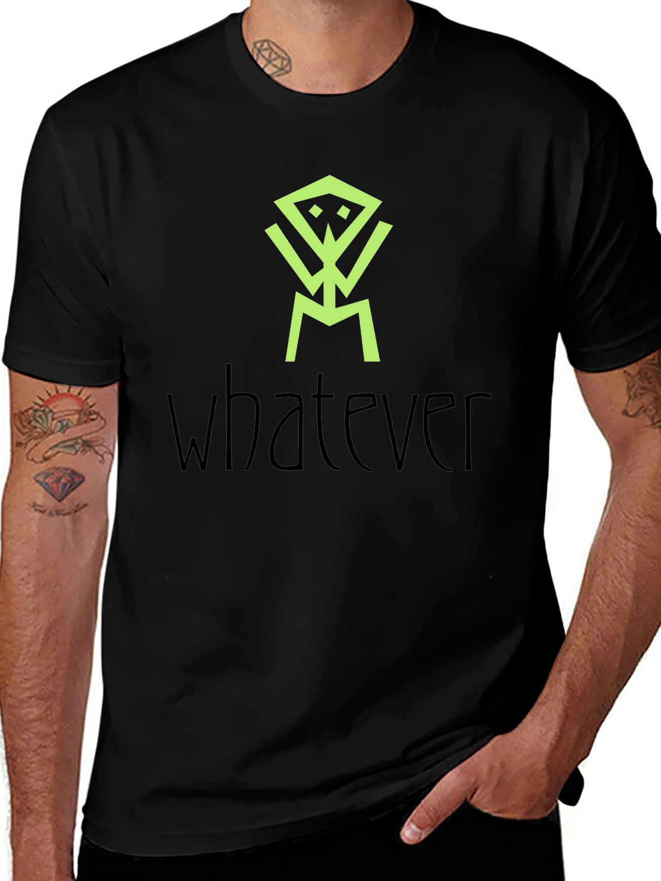 Abstract Graphic Print Black Tee - Whatever