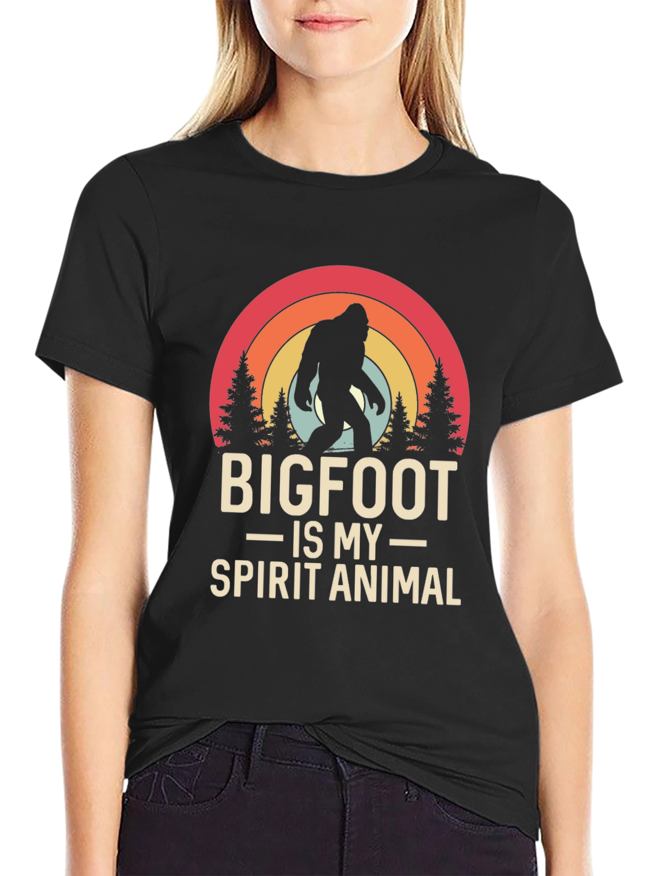 Bigfoot Spirit Animal Tee - Black Graphic T-Shirt
