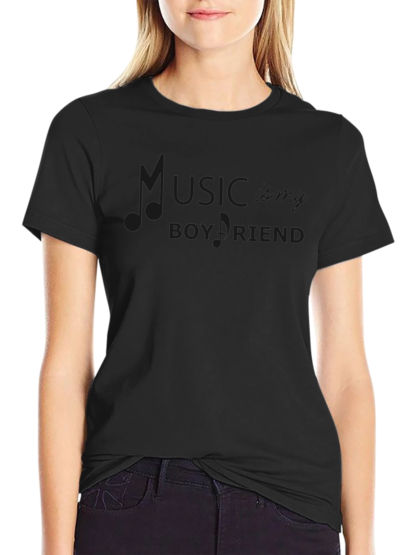 Music is My Boyfriend T-Shirt - Black Graphic Tee