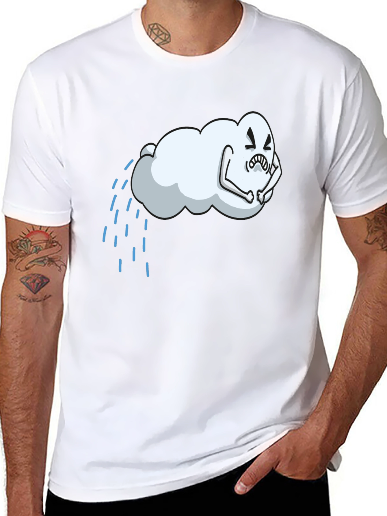Rain Cloud Graphic Tee - Soft Cotton Blend