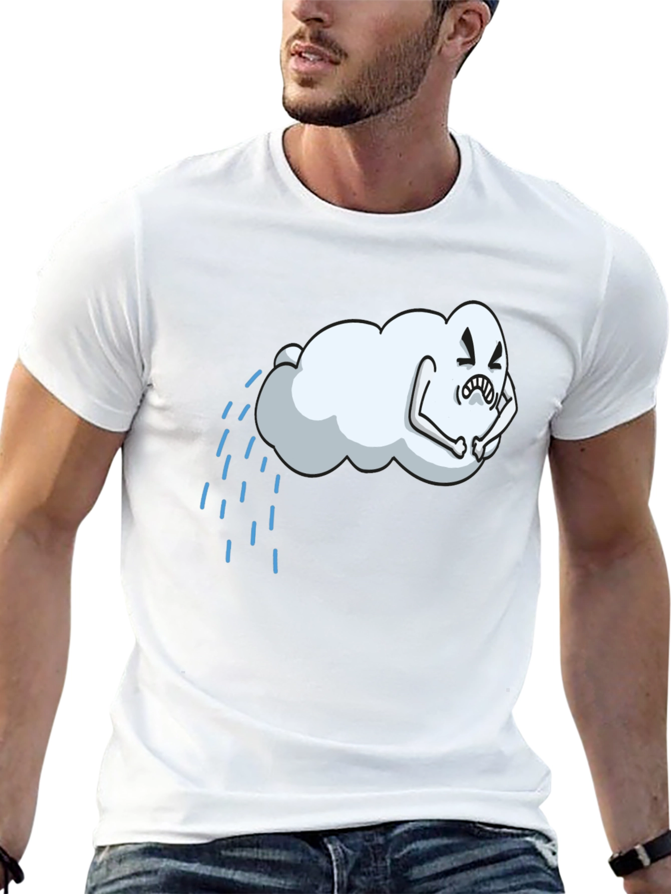 Rain Cloud Graphic Tee - Soft Cotton Blend