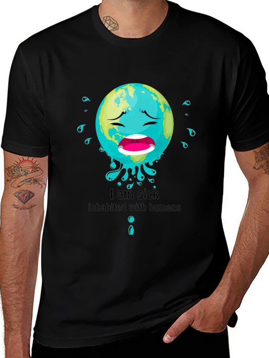 Sick Earth Graphic Tee - Environmental Awareness T-Shirt