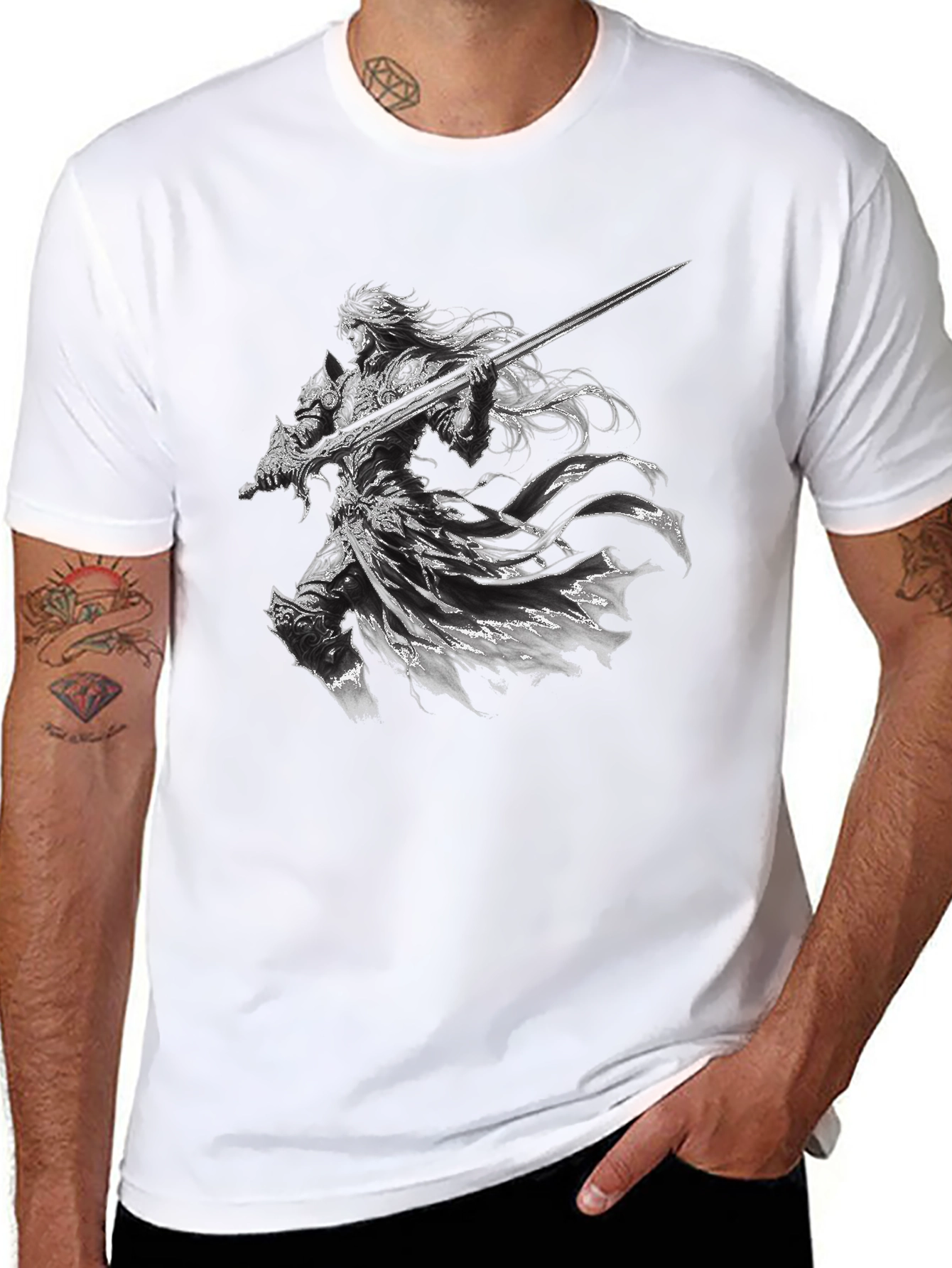 Warrior Graphic Print Black T-Shirt