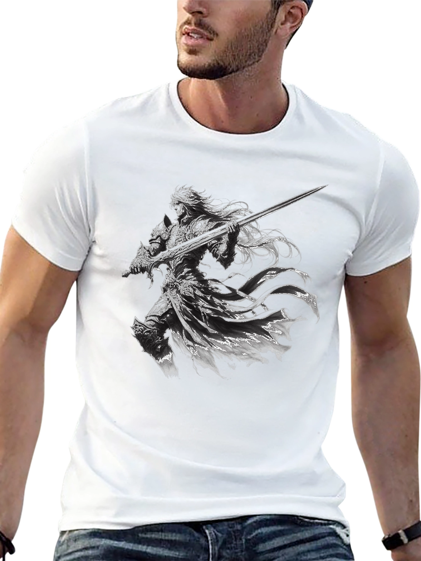 Warrior Graphic Print Black T-Shirt