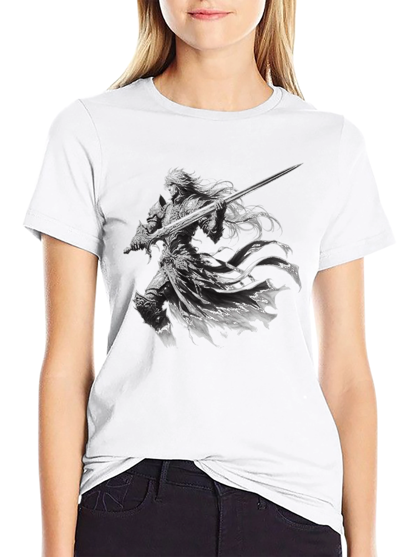 Warrior Graphic Print Black T-Shirt