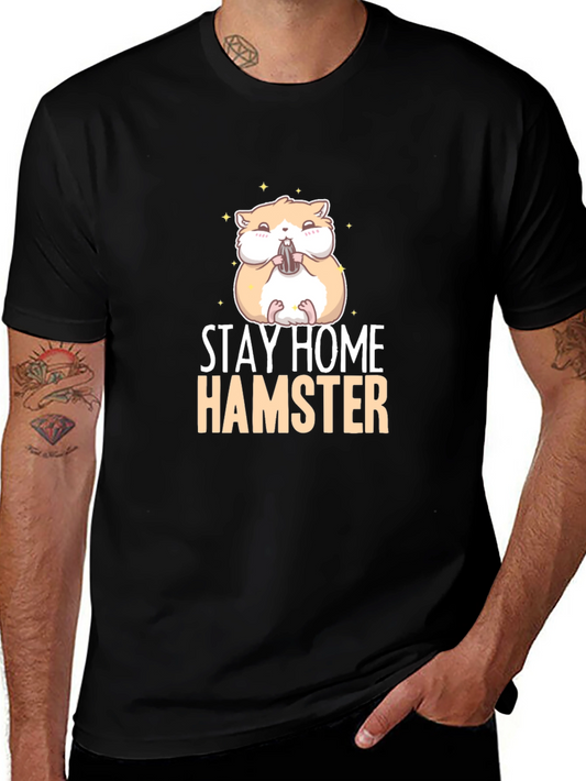Stay Home Hamster Black T-Shirt