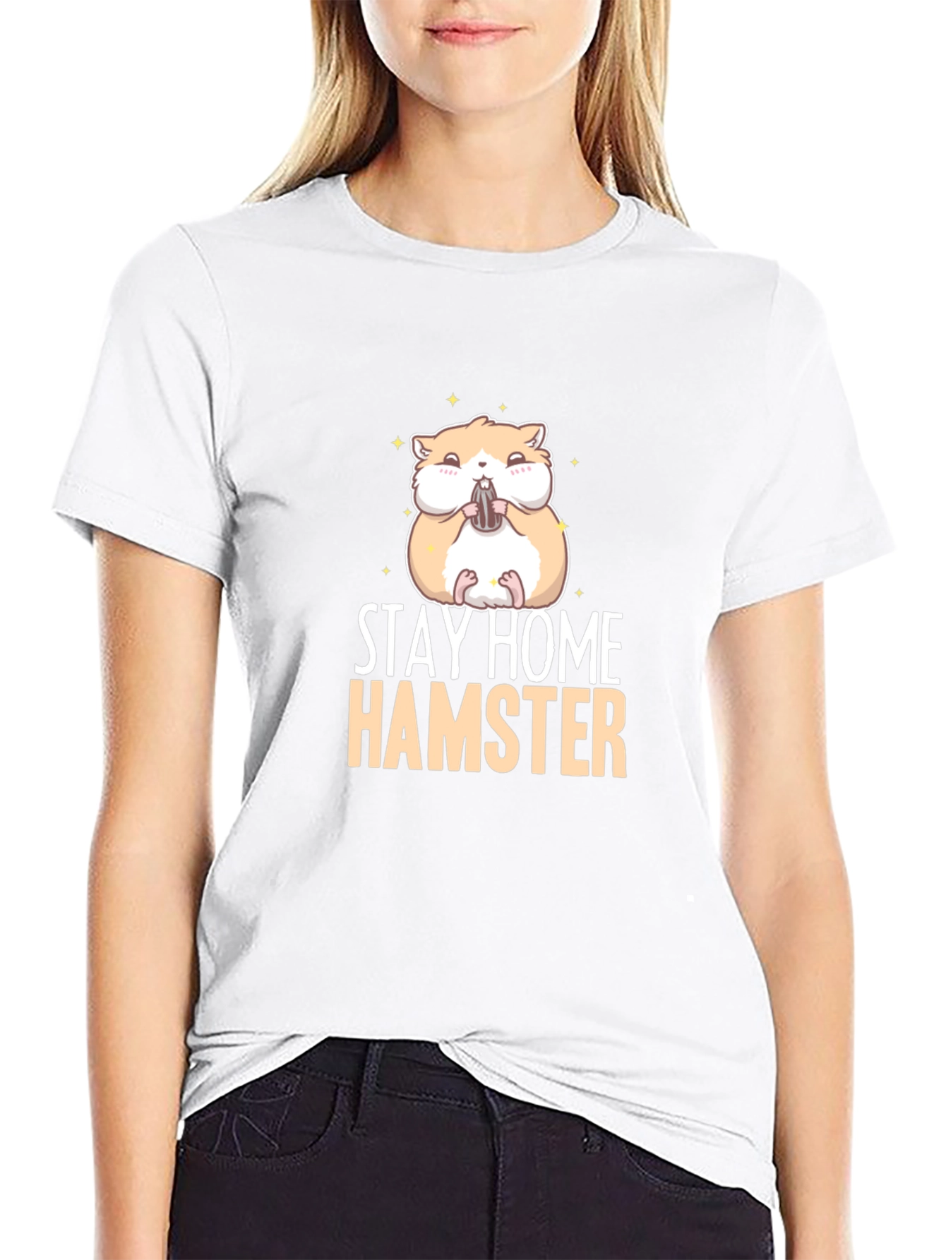 Stay Home Hamster Black T-Shirt