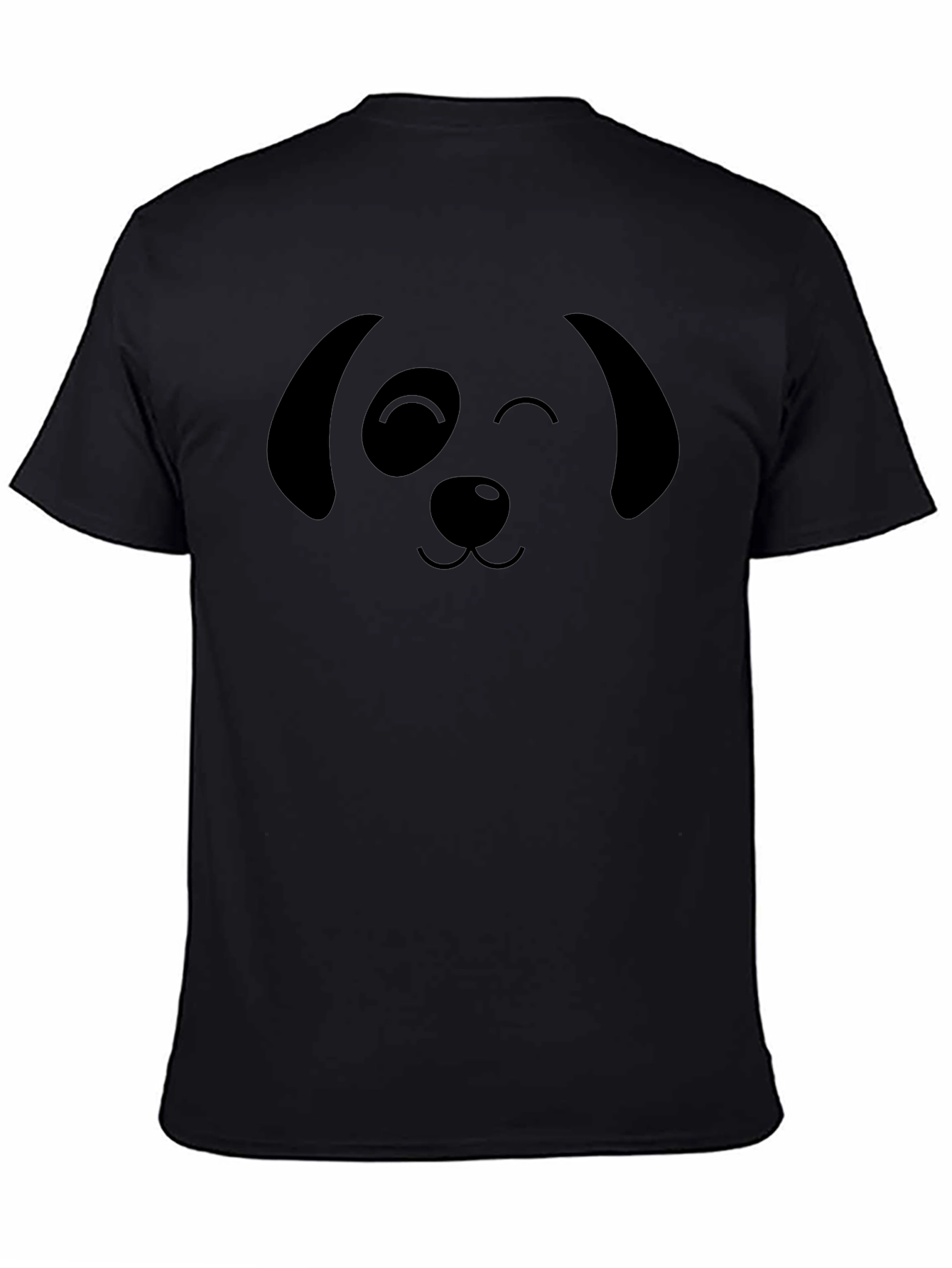 Cute Dog Face Graphic T-Shirt - Black
