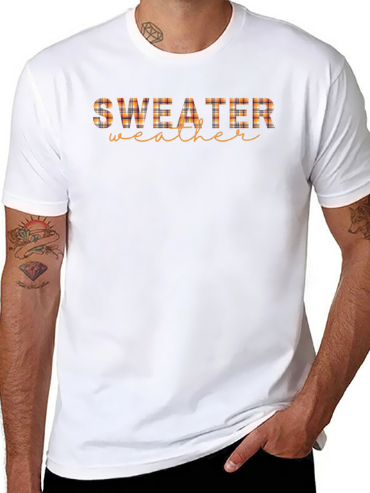 Sweater Weather Plaid Print Black T-Shirt