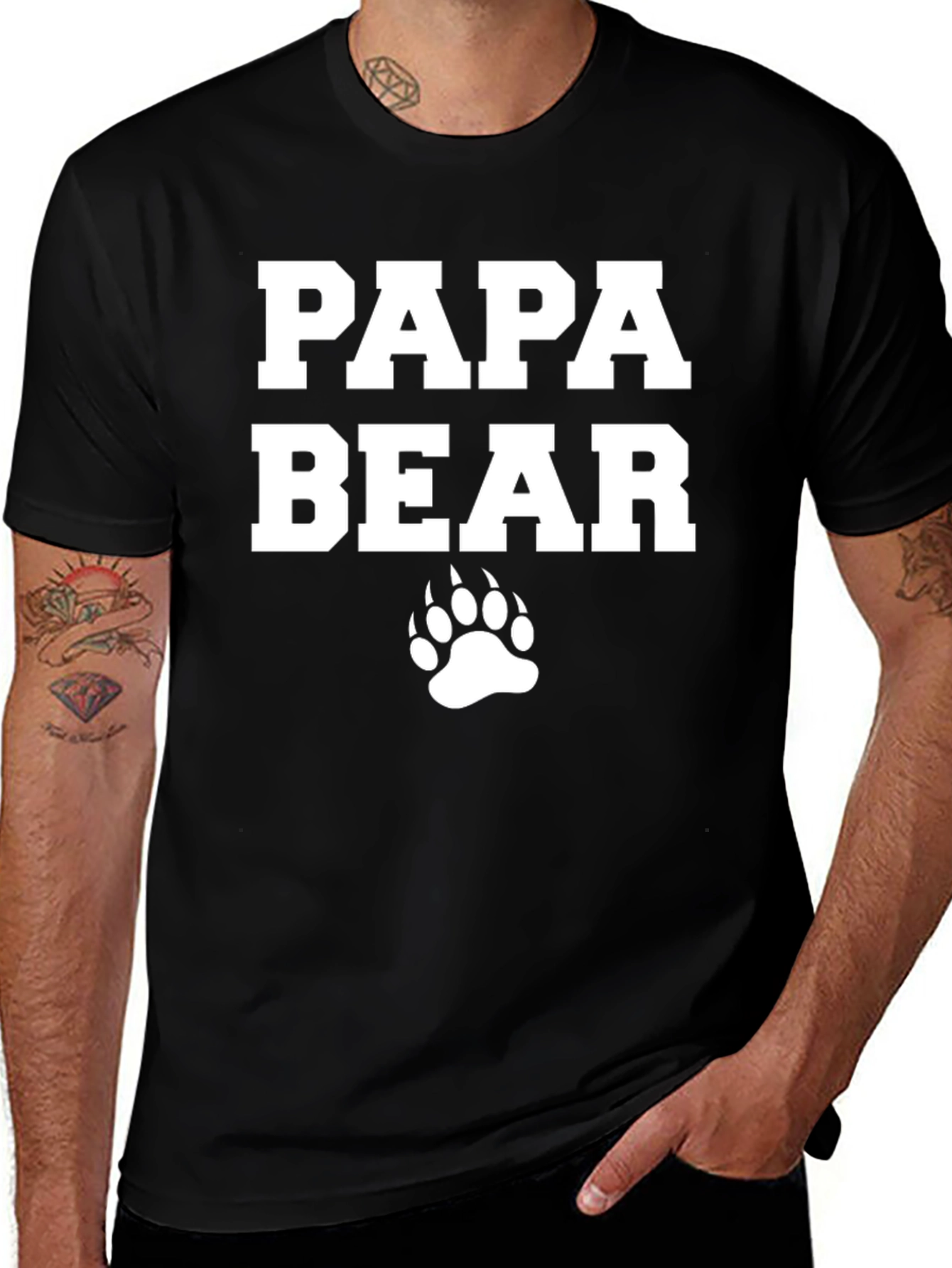 Papa Bear Graphic Tee - Mens Black T-Shirt