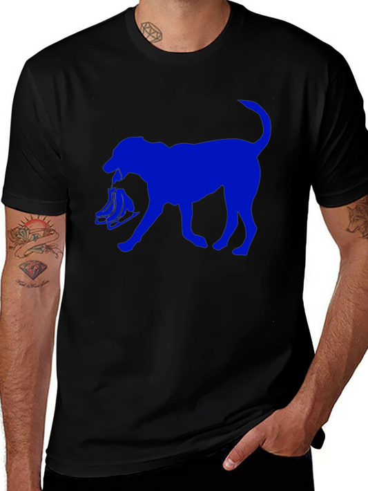 Dog with Skates Graphic T-Shirt - Black