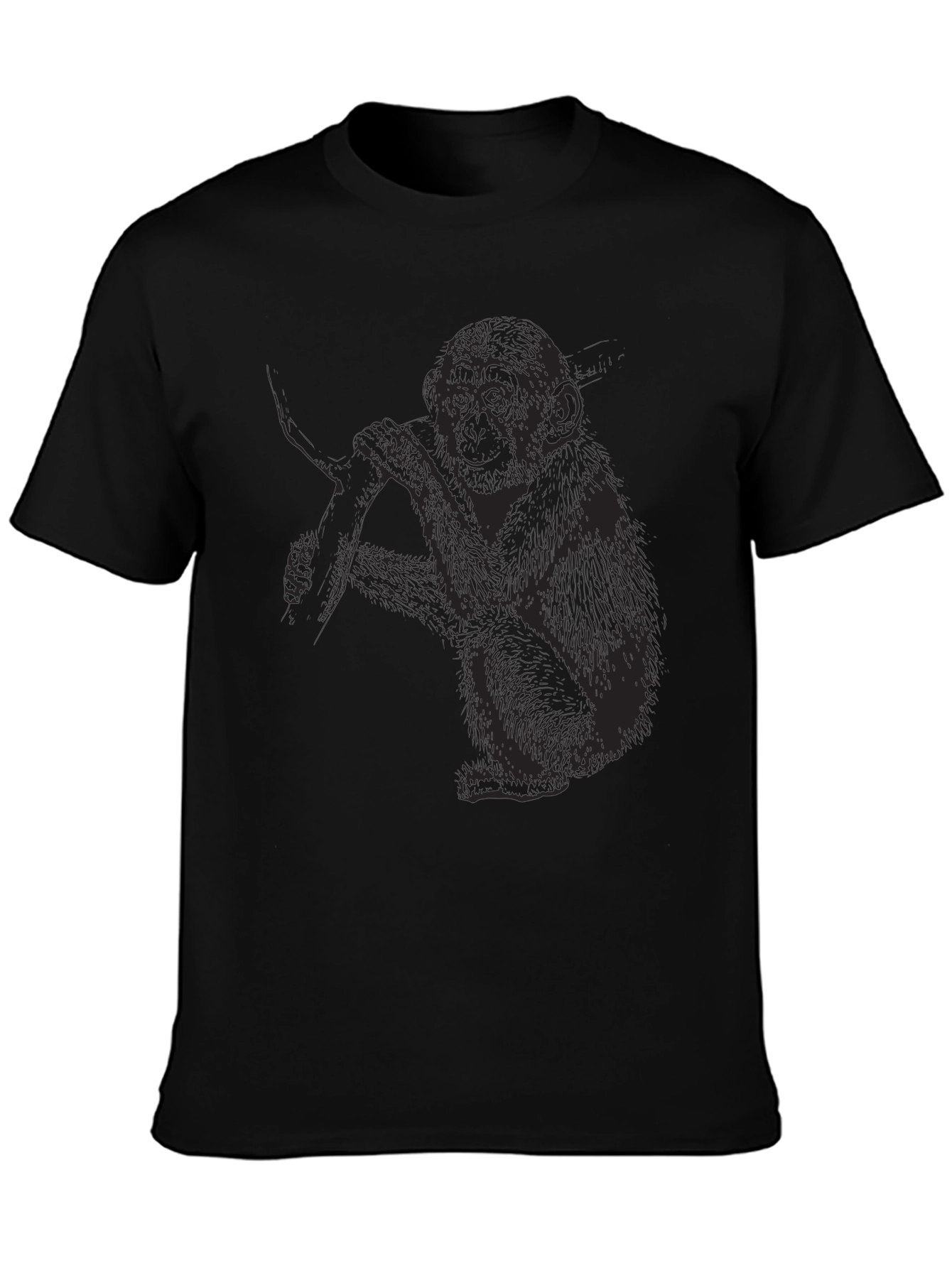 Monkey Graphic Print Black T-Shirt