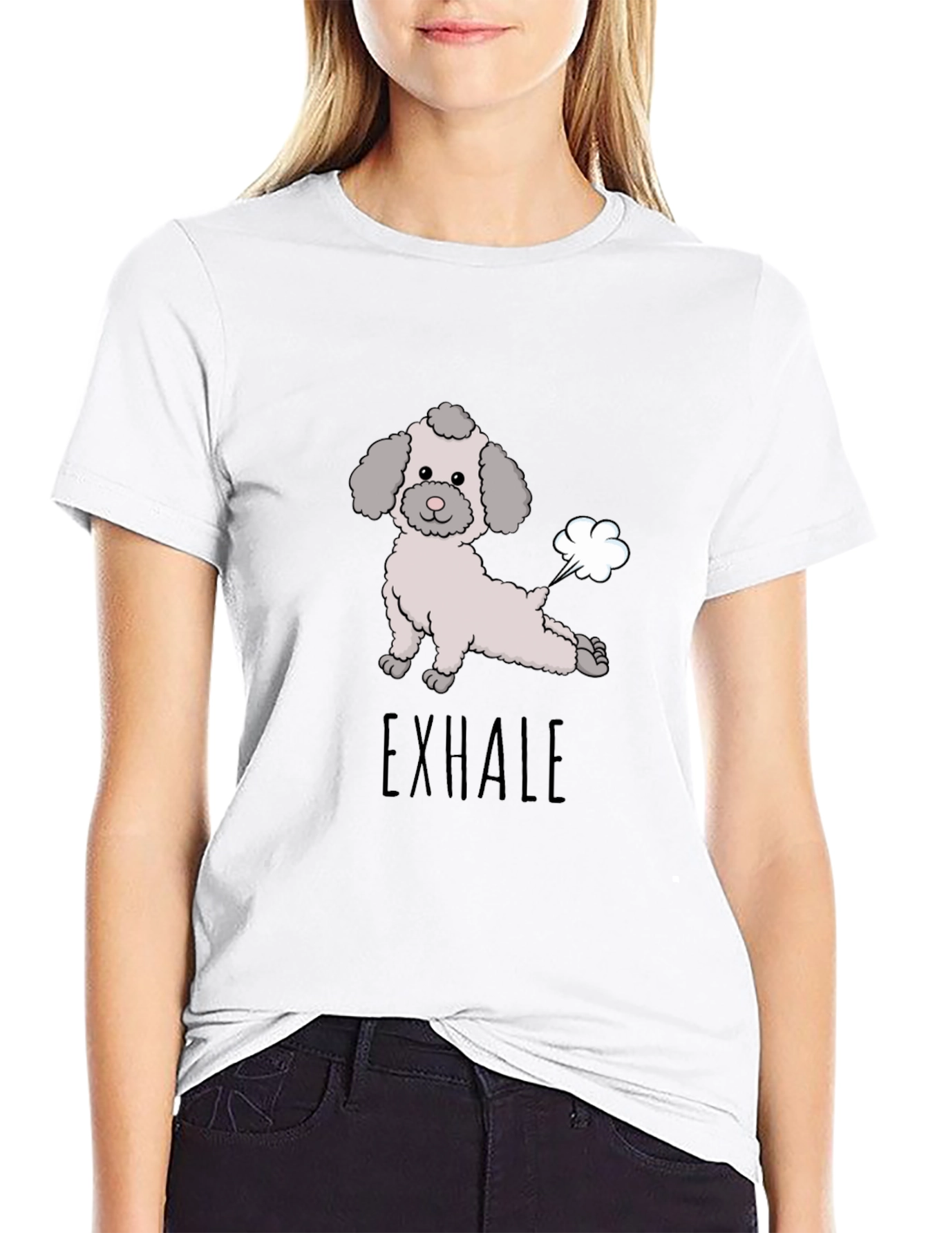 Exhale Dog Yoga Funny Graphic Tee