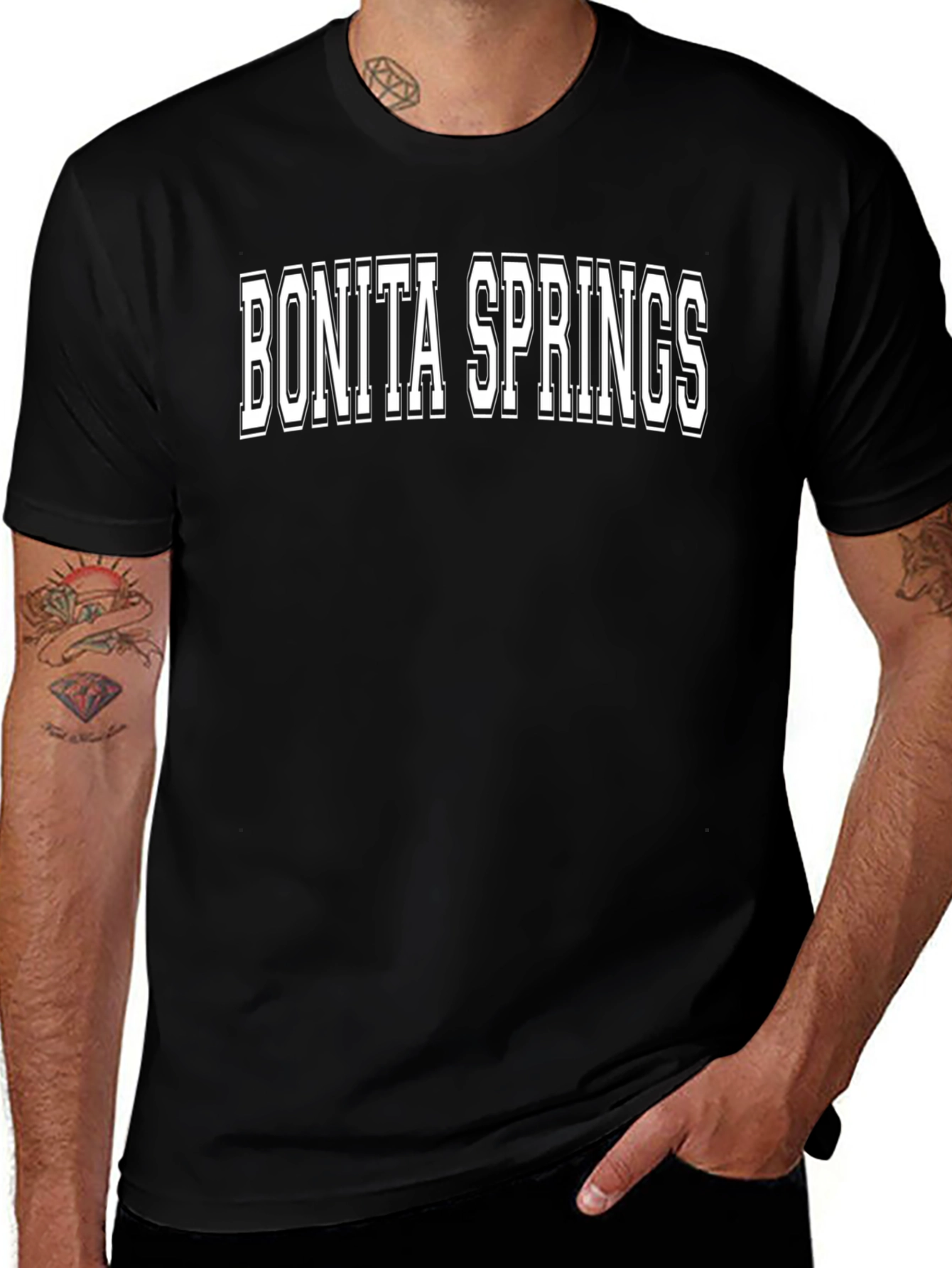 Bonita Springs T-Shirt - Black Crew Neck Tee