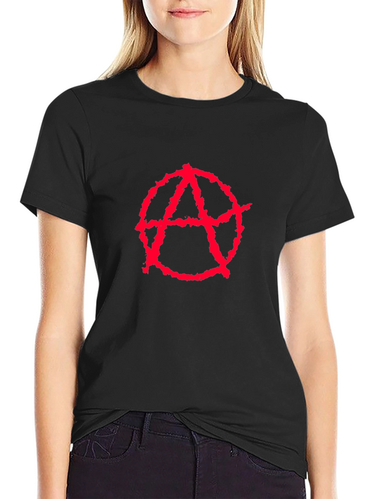 Anarchy Symbol T-Shirt - Red on Black