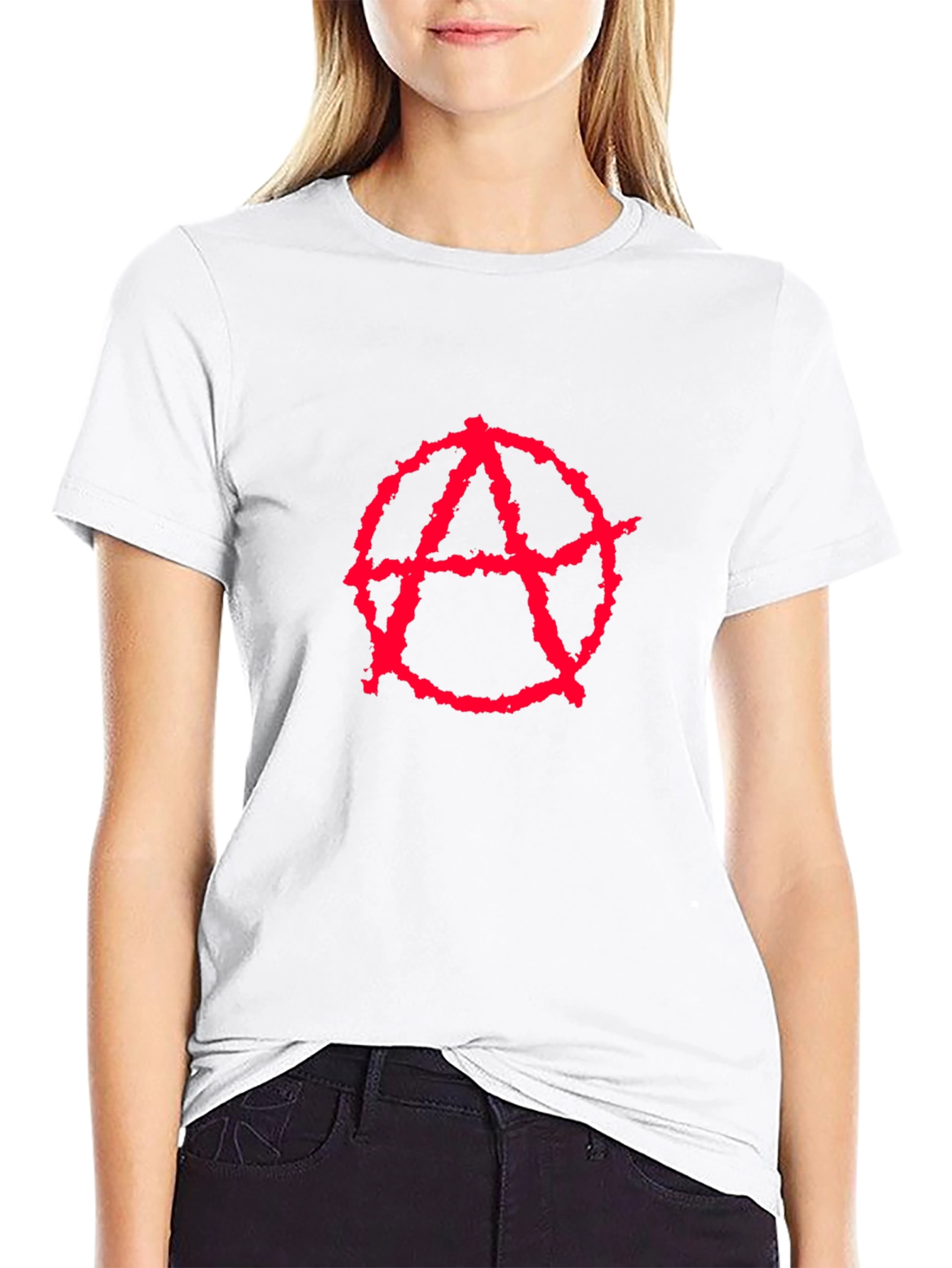 Anarchy Symbol T-Shirt - Red on Black