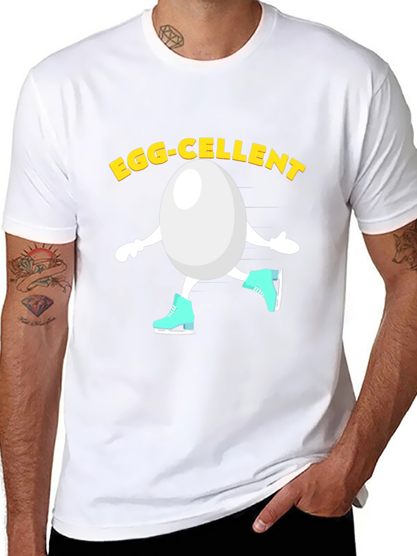 Egg-cellent Skater T-Shirt - Funny Egg Cartoon Tee