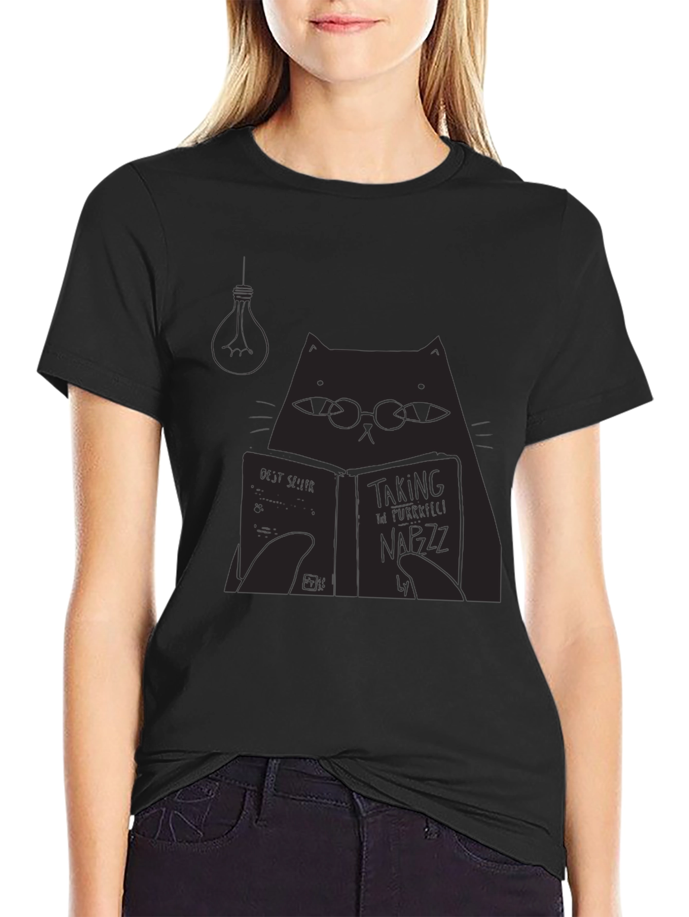 Cat Reading Book T-Shirt