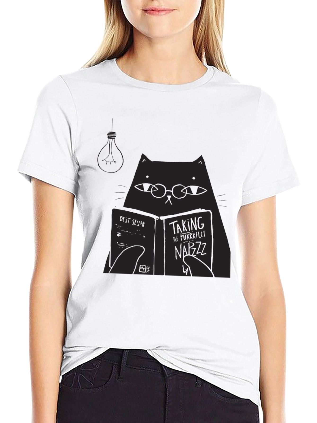 Cat Reading Book T-Shirt