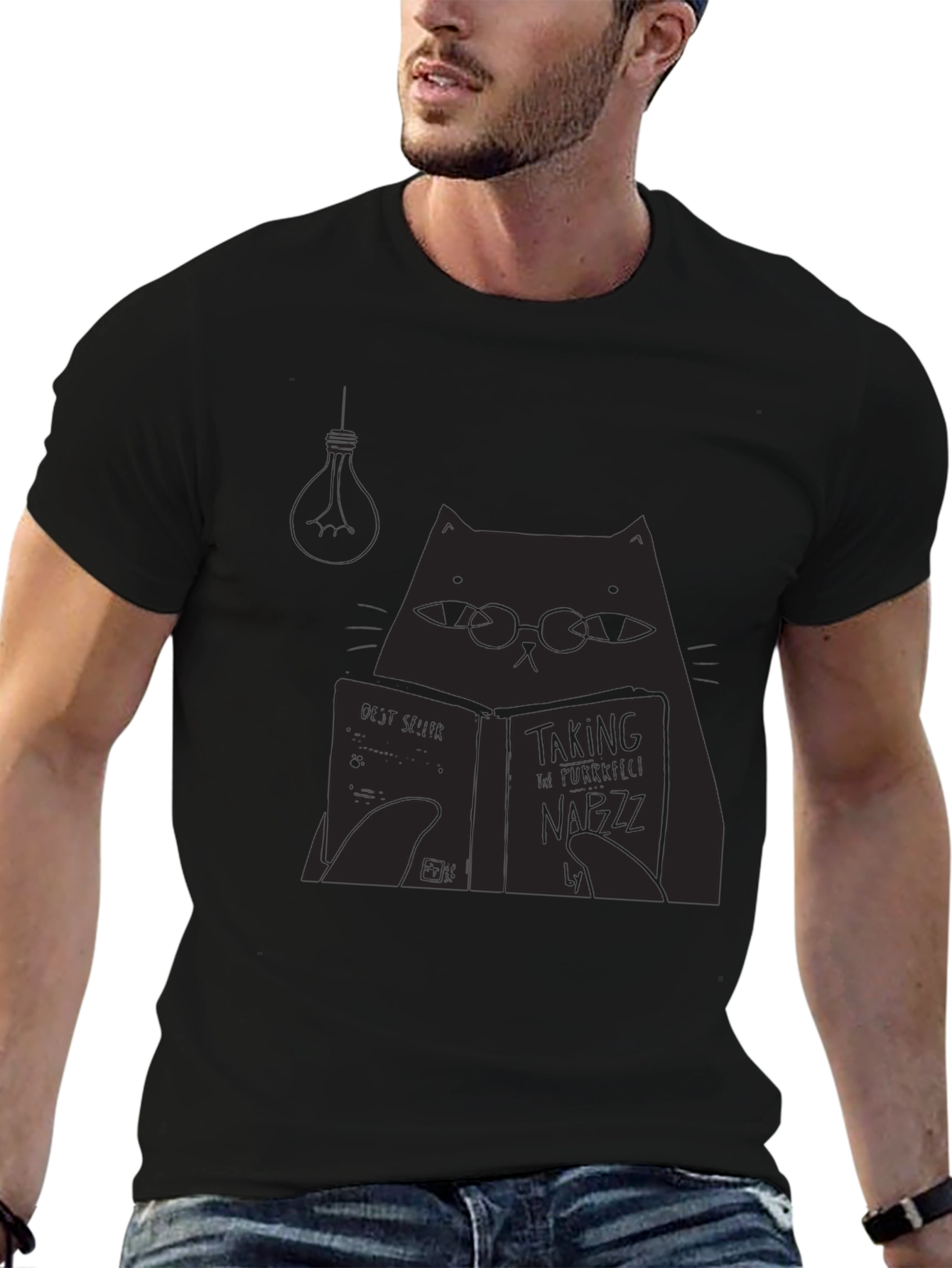 Cat Reading Book T-Shirt