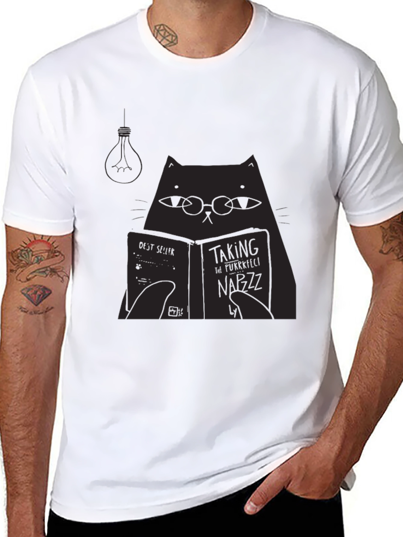 Cat Reading Book T-Shirt