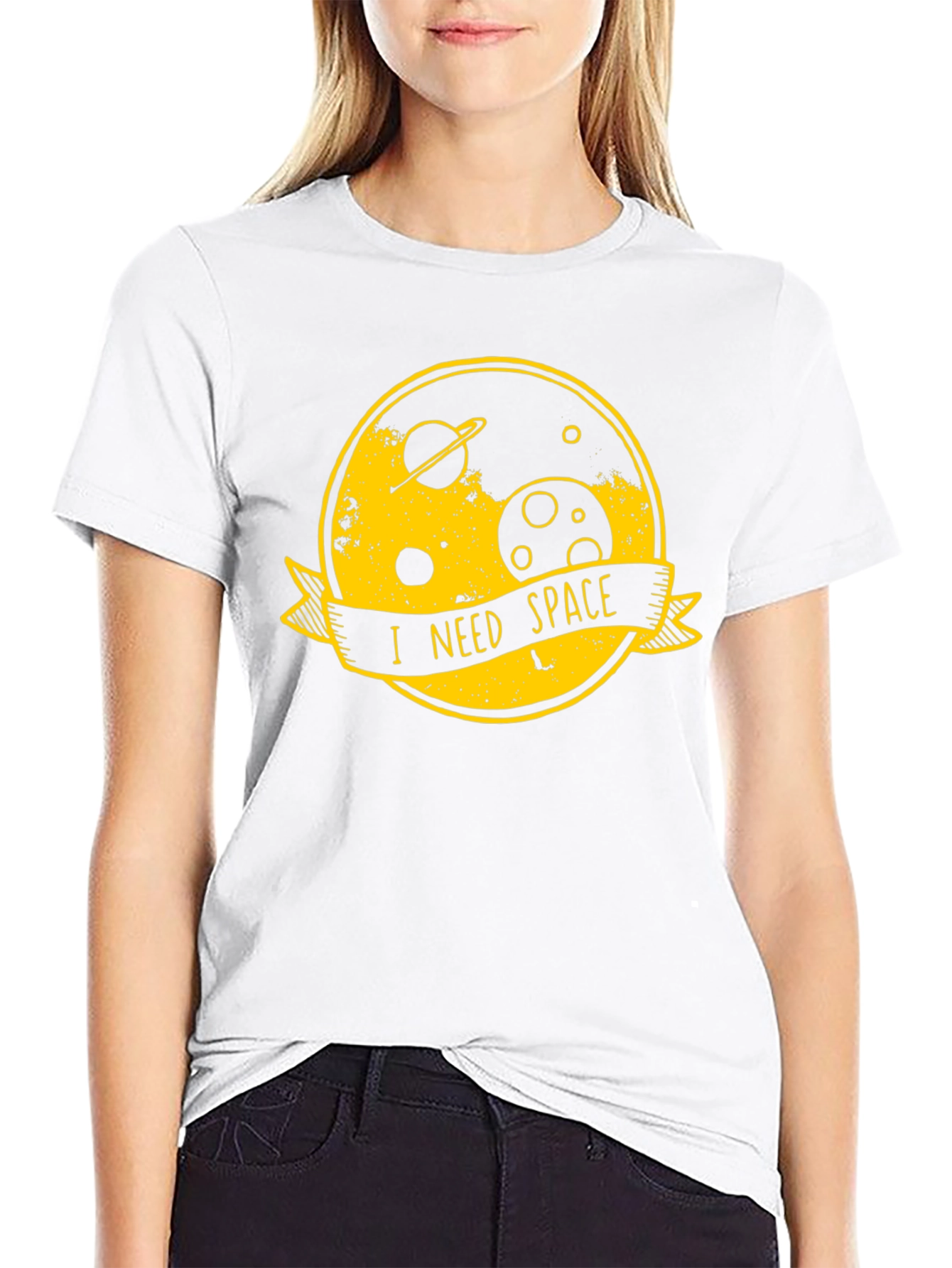 I Need Space Graphic Tee - Black Cotton T-Shirt