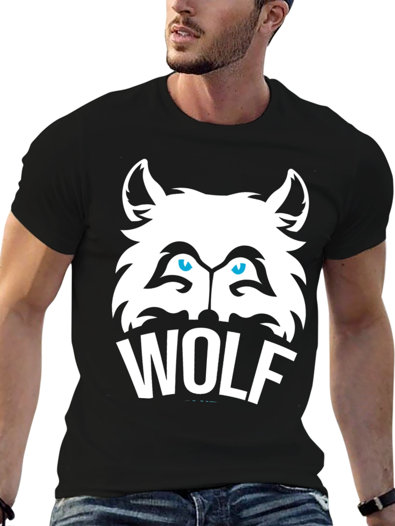 Cool Wolf Graphic Tee - Mens Black T-Shirt
