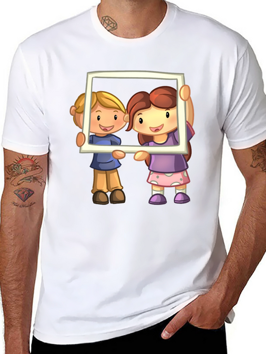 Cartoon Kids Frame Black T-Shirt