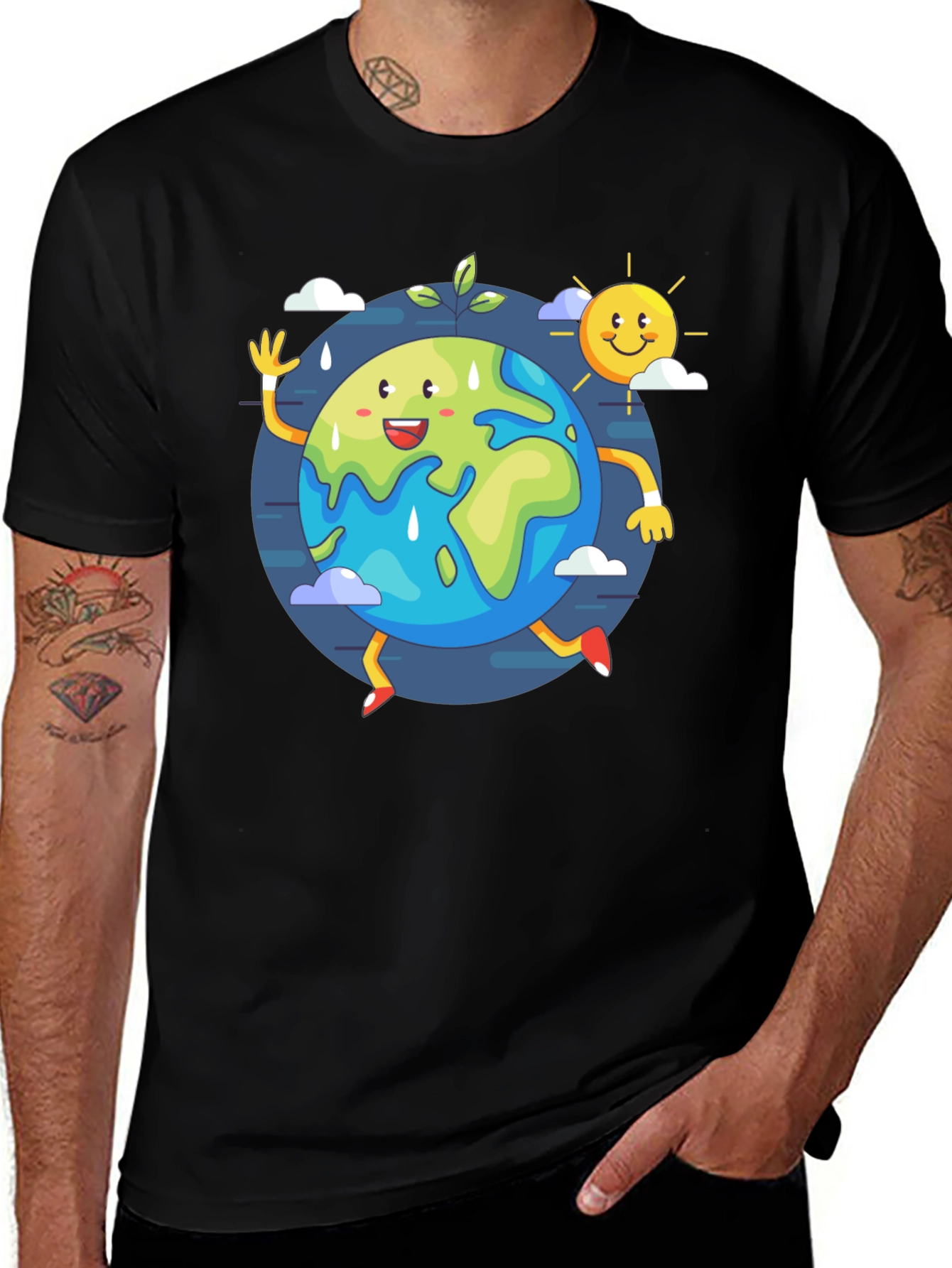 Cartoon Earth Graphic Tee - Save the Planet