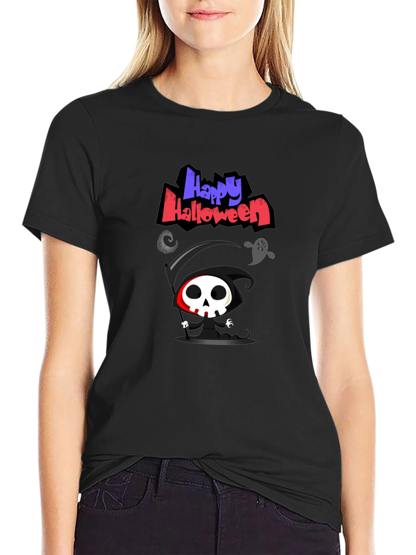 Happy Halloween Grim Reaper Graphic Tee
