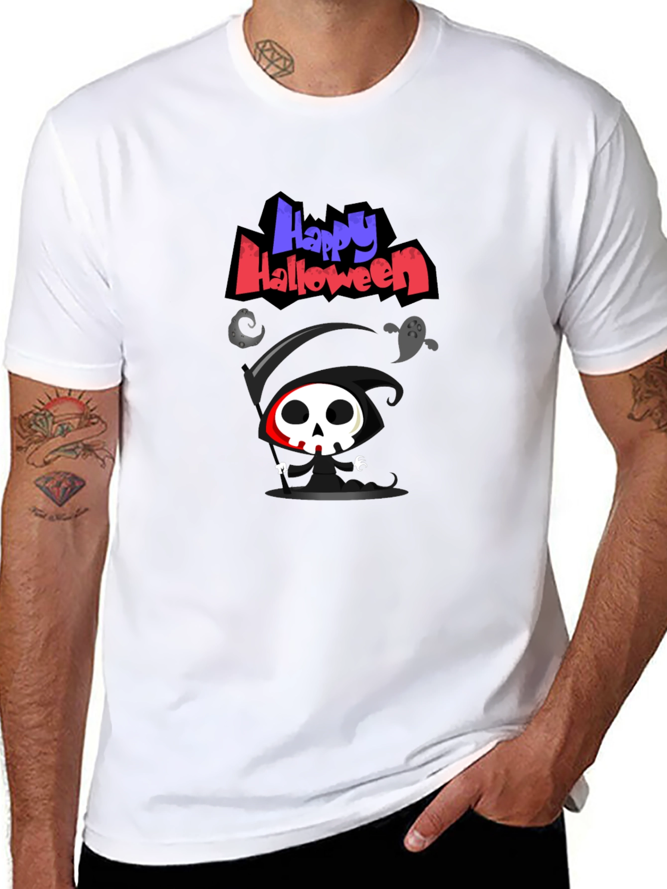 Happy Halloween Grim Reaper Graphic Tee