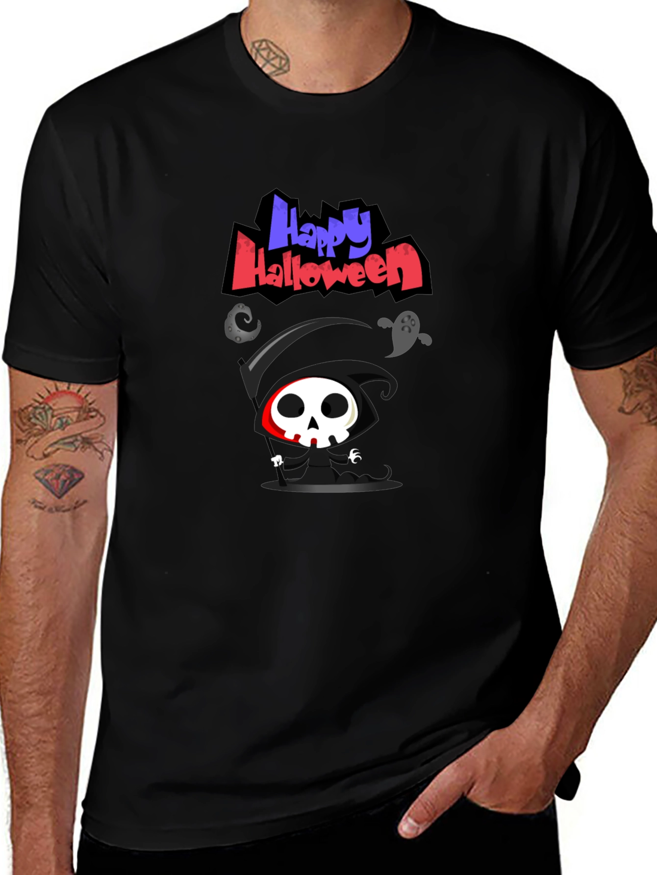 Happy Halloween Grim Reaper Graphic Tee