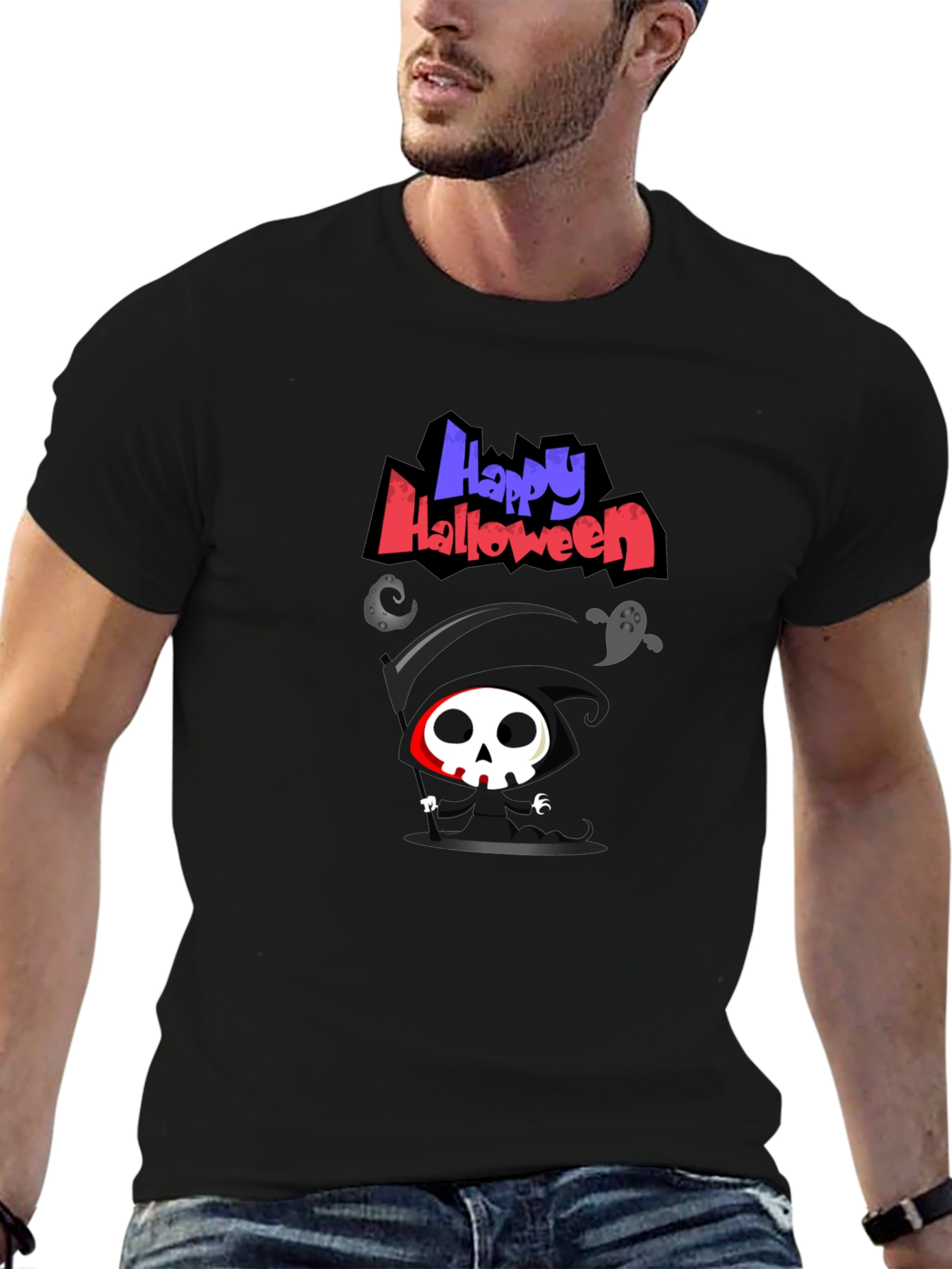 Happy Halloween Grim Reaper Graphic Tee