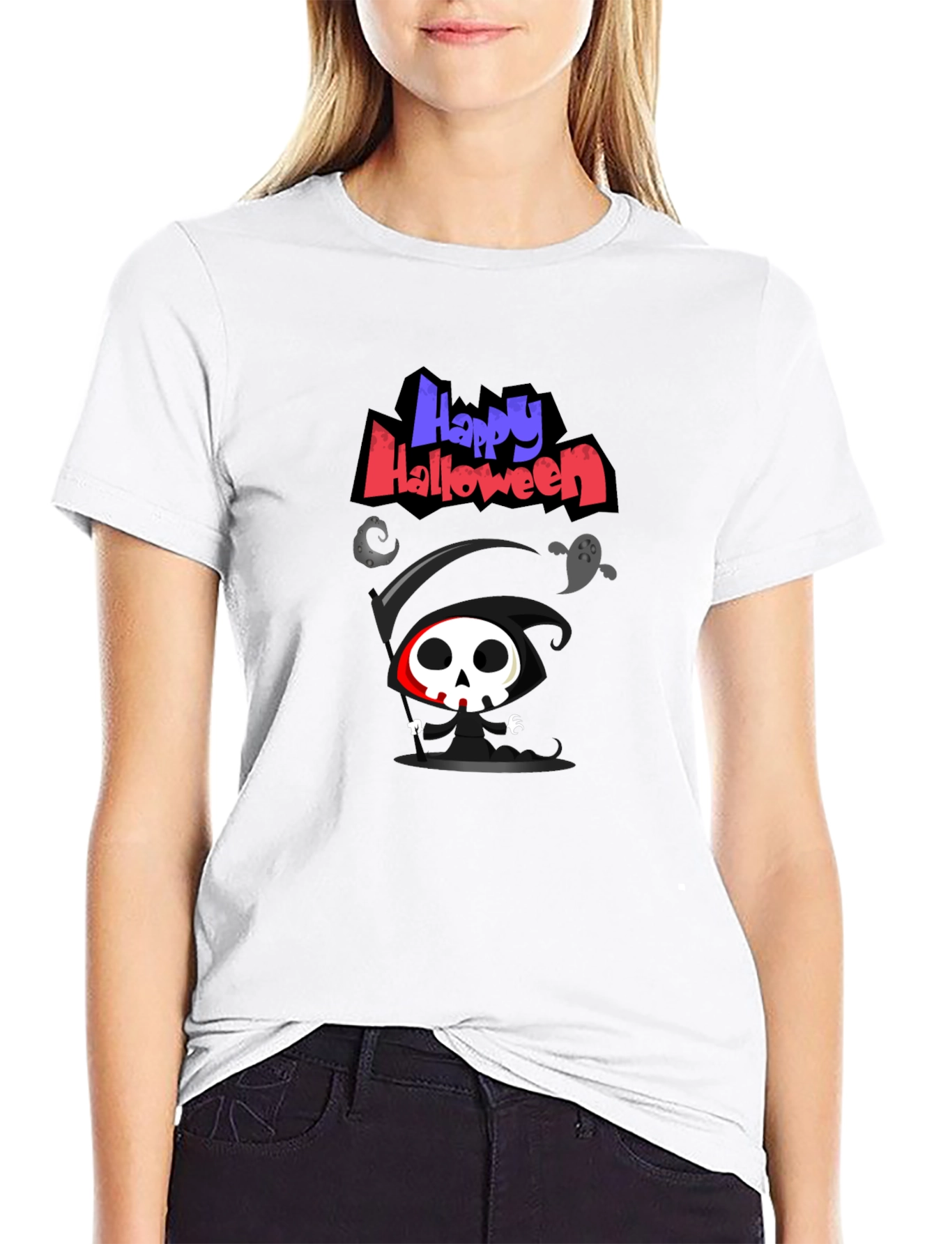 Happy Halloween Grim Reaper Graphic Tee