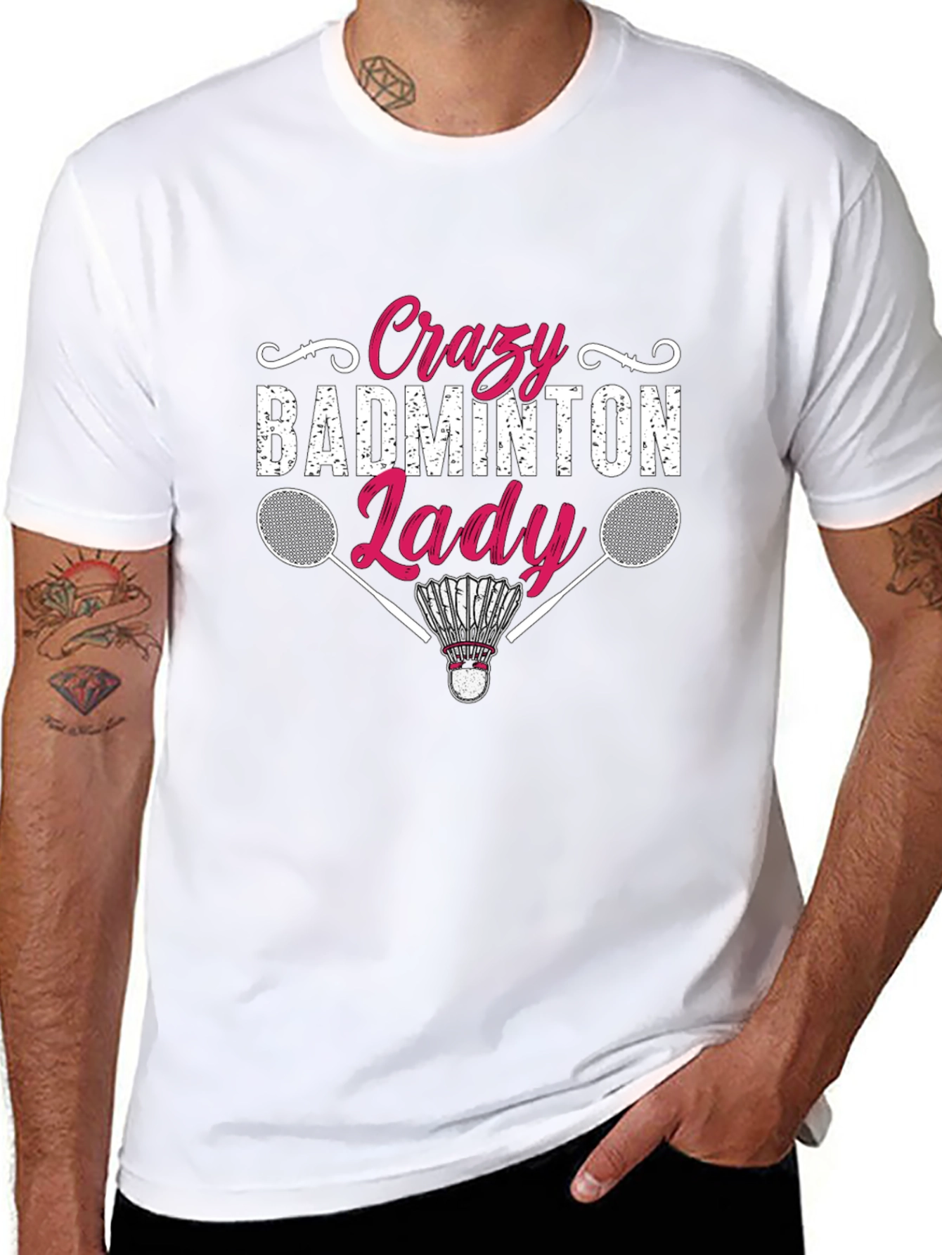 Crazy Badminton Lady Graphic Tee