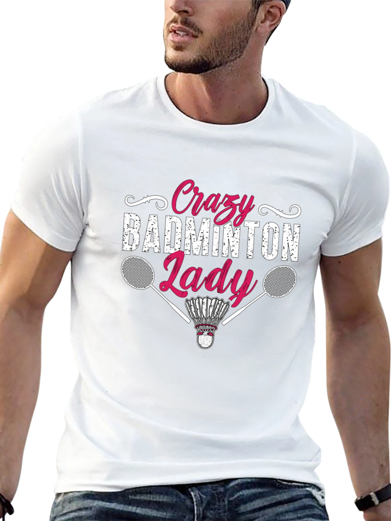 Crazy Badminton Lady Graphic Tee