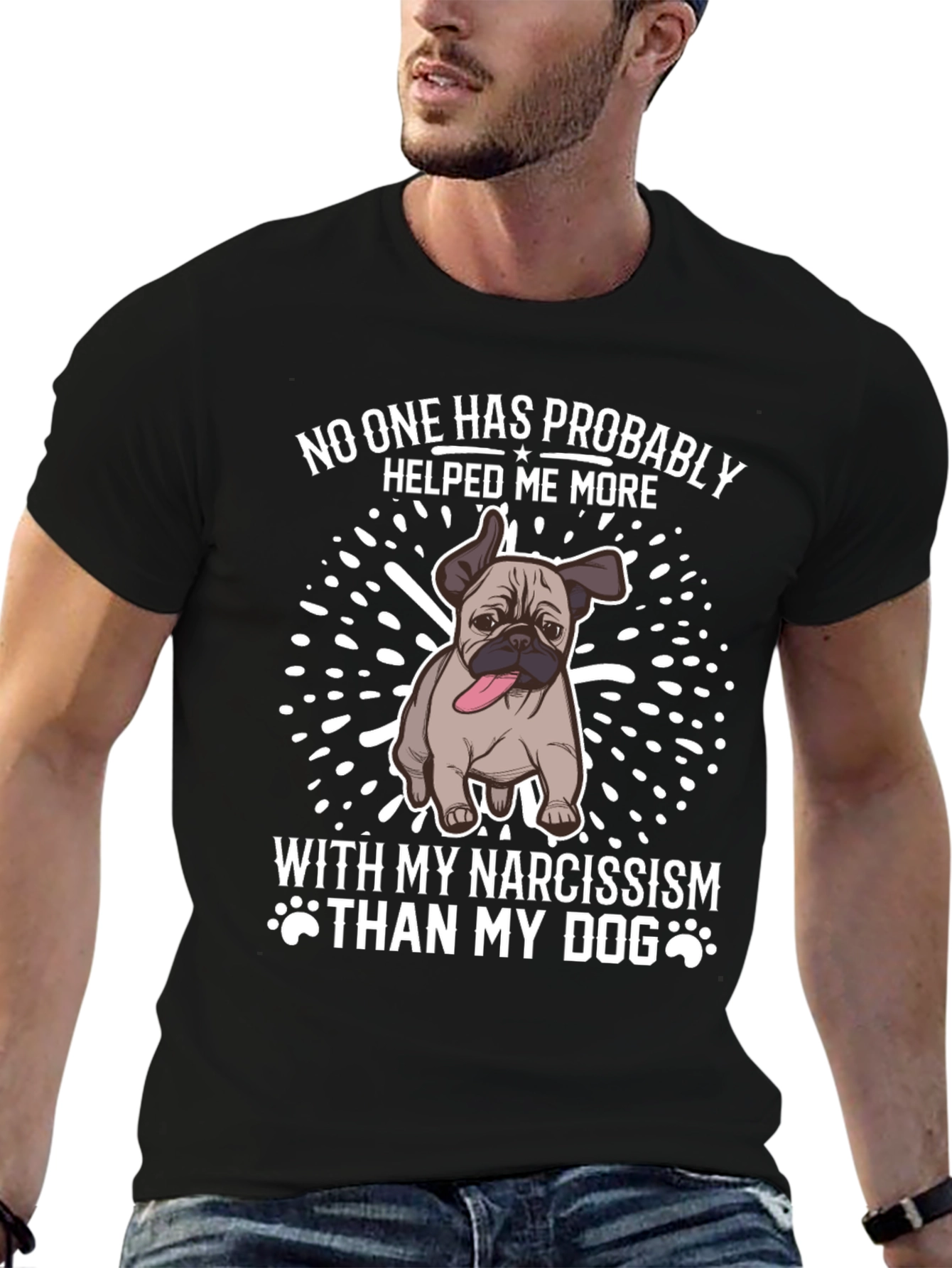 Narcissism Dog Graphic Tee - Black