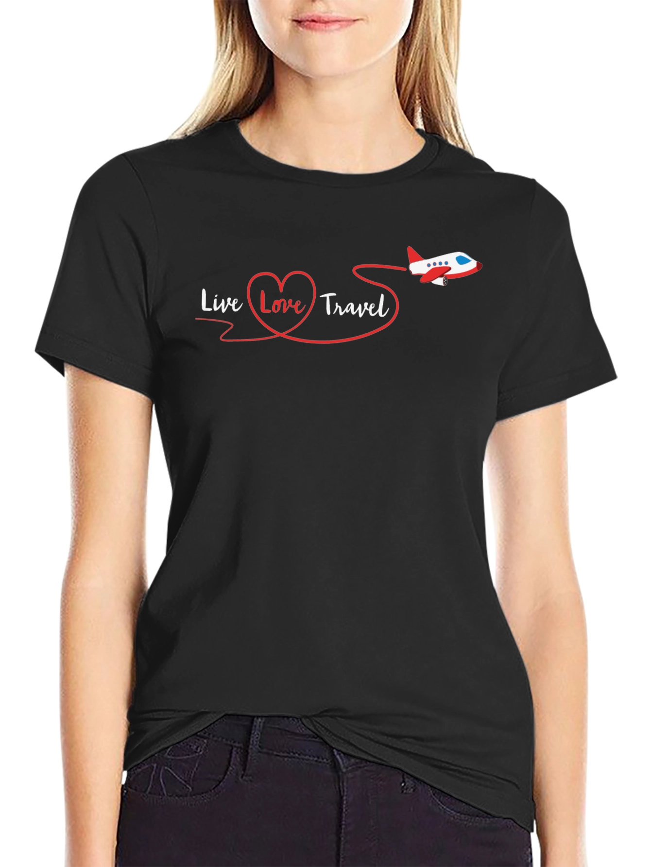 Live Love Travel Graphic Tee - Black Cotton Shirt