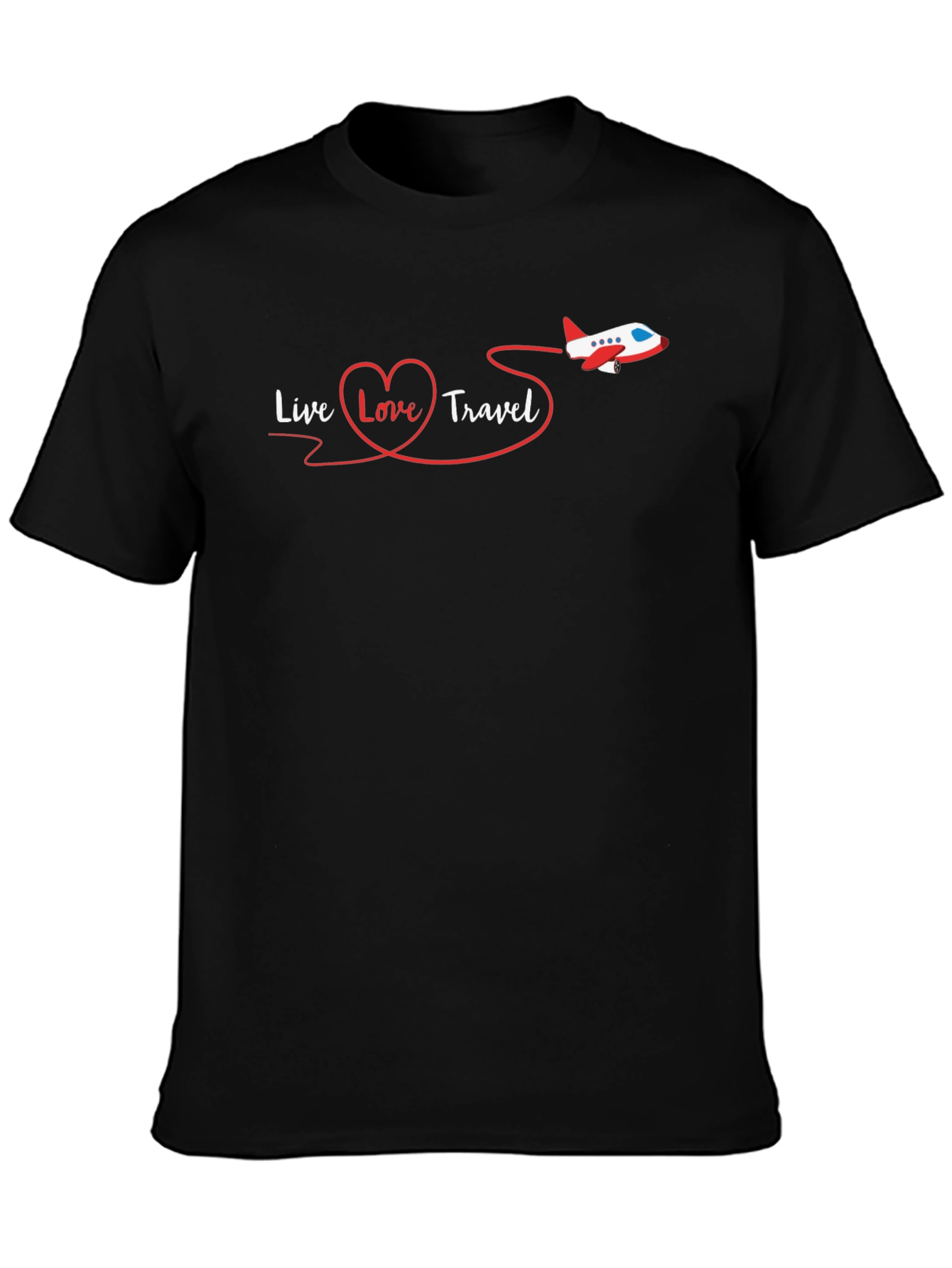 Live Love Travel Graphic Tee - Black Cotton Shirt