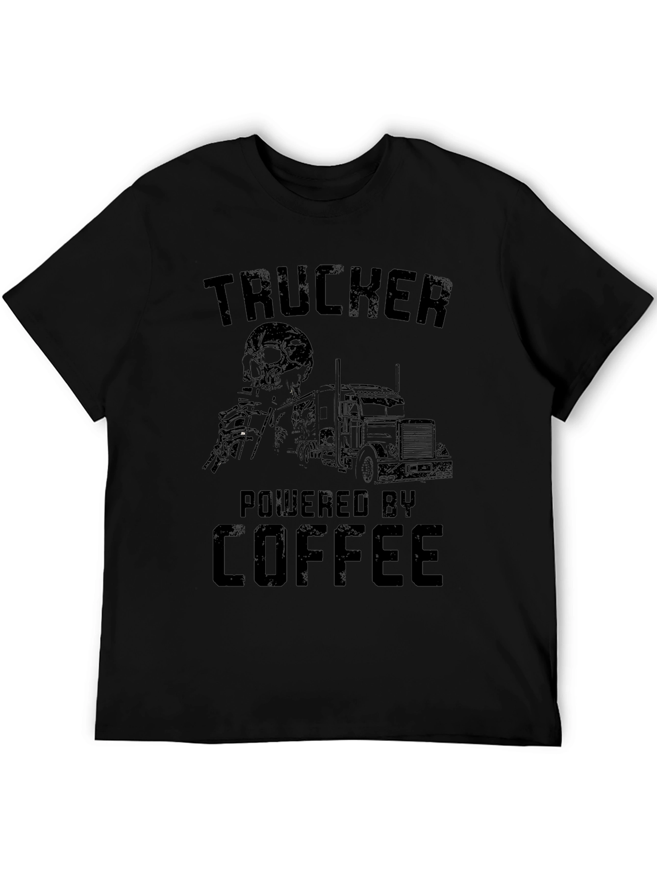 Trucker Powered by Coffee Graphic T-Shirt
