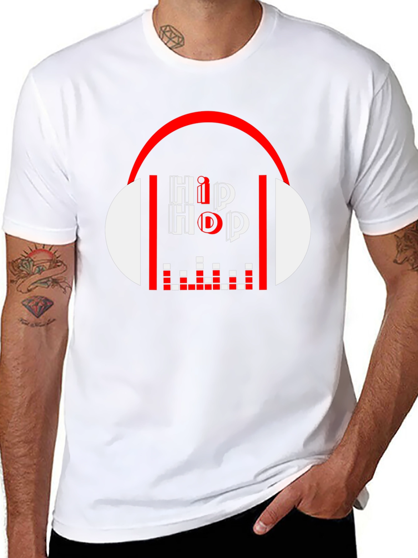 Hip Hop Graphic Tee - Black Cotton Blend