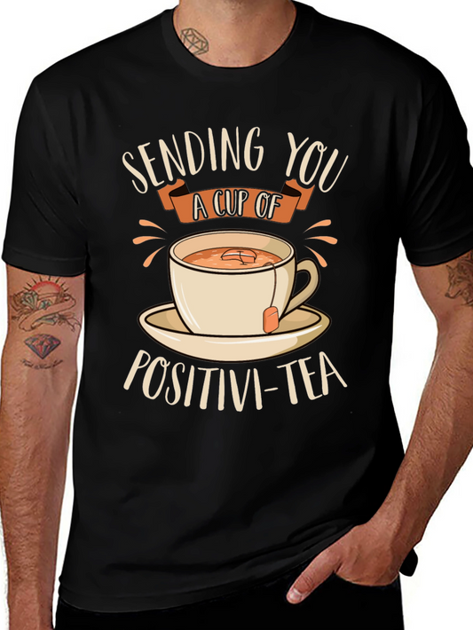 Sending You Positivi-Tea Black Graphic T-Shirt